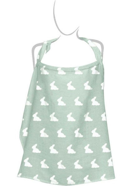 %100 Pamuk Müslin Bebek Emzirme Önlüğü - Mono Lapin Matcha Green