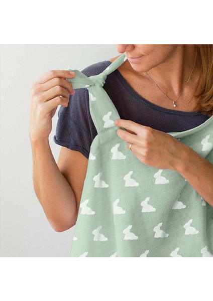 %100 Pamuk Müslin Bebek Emzirme Önlüğü - Mono Lapin Matcha Green modelleri