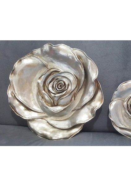 3 Boyutlu Dev Tabak Gül Çiçek Kabartma Silikon Kalıp K-691, Polyester Kokulu Taş Alçı Kalıbı