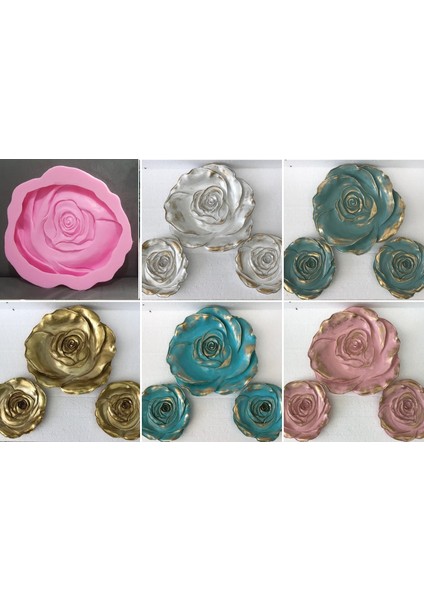 3 Boyutlu Dev Tabak Gül Çiçek Kabartma Silikon Kalıp K-691, Polyester Kokulu Taş Alçı Kalıbı modelleri