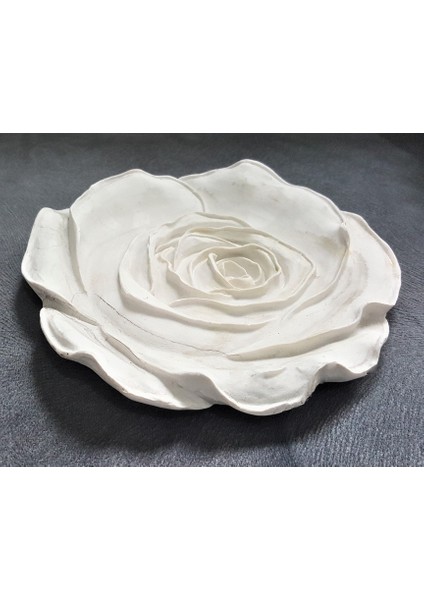 3 Boyutlu Dev Tabak Gül Çiçek Kabartma Silikon Kalıp K-691, Polyester Kokulu Taş Alçı Kalıbı