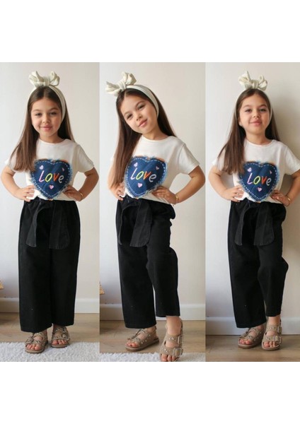 Love Baskı Tşörtlü Kot Pantolon Takım fırsatları