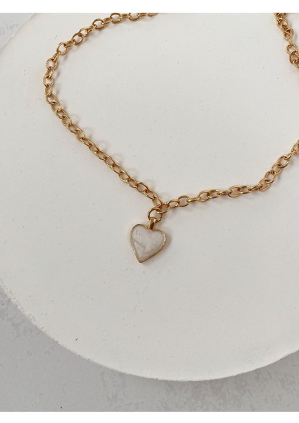 Lily - Gold Altın Kaplama Mineli Kalp Kolye