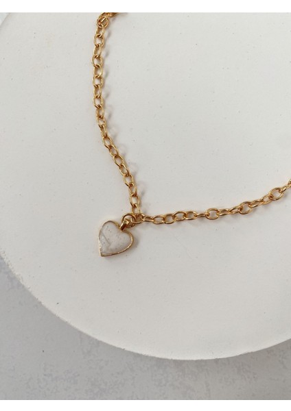 Lily - Gold Altın Kaplama Mineli Kalp Kolye