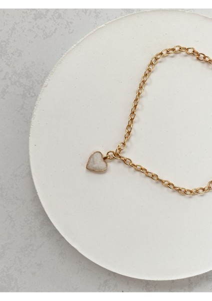 Lily - Gold Altın Kaplama Mineli Kalp Kolye