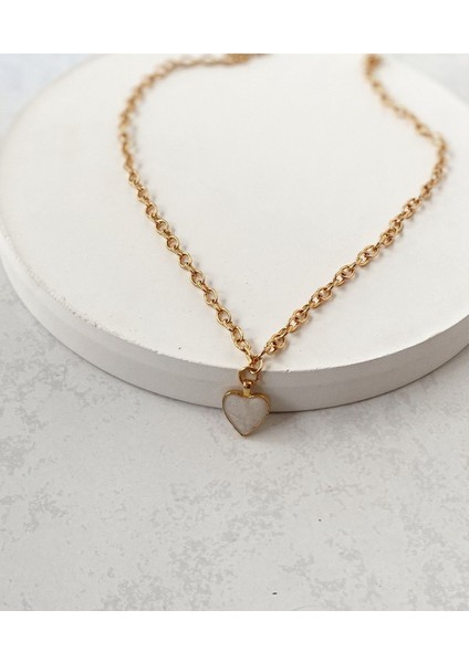 Lily - Gold Altın Kaplama Mineli Kalp Kolye