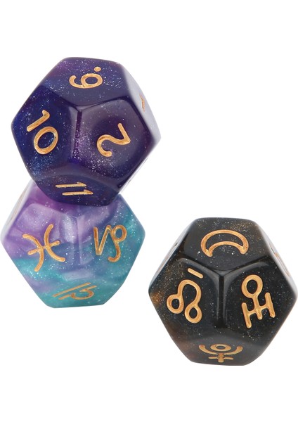 3 Adet Reçine Kehanet Zarı Parti Toplantı Eğlence 12 Yüzlü Tarot Astroloji Zarı1# (Yurt Dışından)