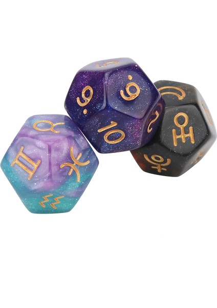 3 Adet Reçine Kehanet Zarı Parti Toplantı Eğlence 12 Yüzlü Tarot Astroloji Zarı1# (Yurt Dışından)
