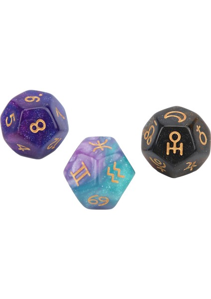 3 Adet Reçine Kehanet Zarı Parti Toplantı Eğlence 12 Yüzlü Tarot Astroloji Zarı1# (Yurt Dışından)