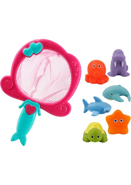Parlak Renkli Bebek Banyo Oyuncağı Bb Gıcırtılı Bebek Çocuk Komik Hayvan Şekilli Küvet Oyuncağı Ev Banyosu Için Kırmızı Balık Ağı 6 Hayvanlı (Yurt Dışından)