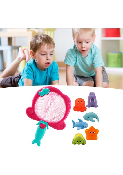 Parlak Renkli Bebek Banyo Oyuncağı Bb Gıcırtılı Bebek Çocuk Komik Hayvan Şekilli Küvet Oyuncağı Ev Banyosu Için Kırmızı Balık Ağı 6 Hayvanlı (Yurt Dışından) fiyatları
