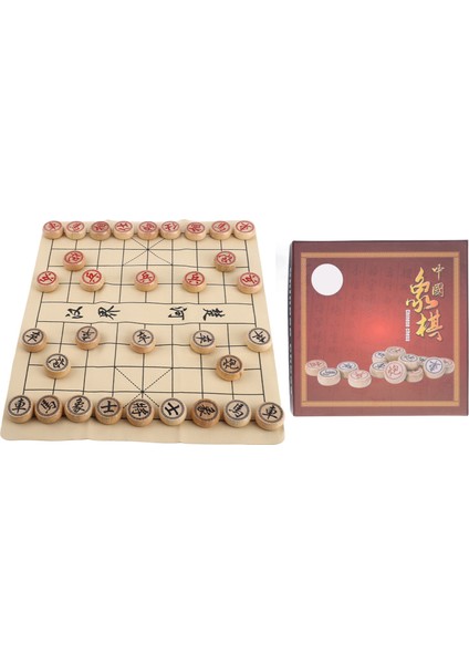 Çin Satranç Takımı Kayın Ağacı Entelektüel Büyüme Xiangqi Masa Oyunu Pu Deri Satranç Tahtası 3cm Çap (Yurt Dışından)