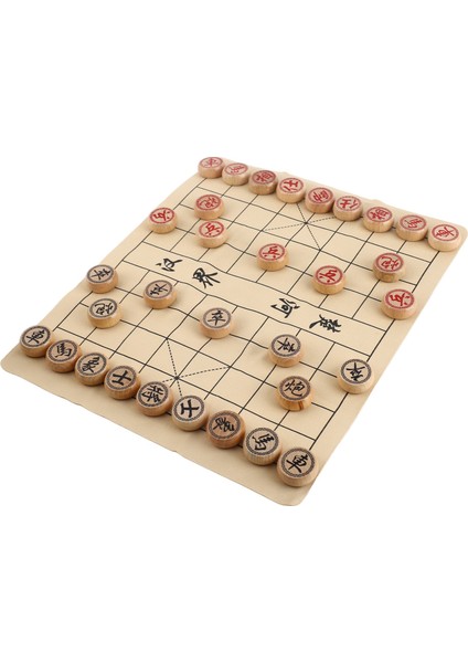 Çin Satranç Takımı Kayın Ağacı Entelektüel Büyüme Xiangqi Masa Oyunu Pu Deri Satranç Tahtası 3cm Çap (Yurt Dışından)