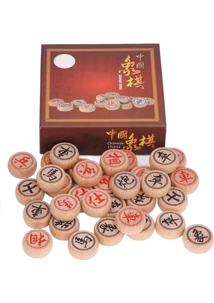 Çin Satranç Takımı Kayın Ağacı Entelektüel Büyüme Xiangqi Masa Oyunu Pu Deri Satranç Tahtası 3cm Çap (Yurt Dışından)