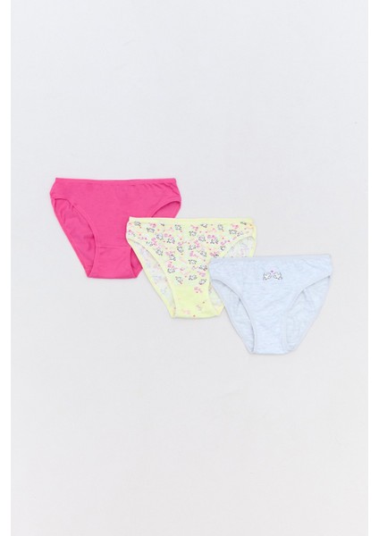 Kuş Baskılı 3 Lü Kız Çocuk Külot
