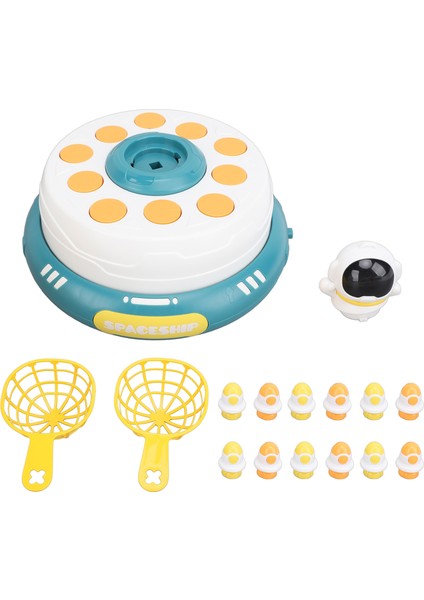 Astronot El Tipi Bulmaca Oyunu Oyuncağı 2 Yakalama Sepeti Etkileşimli Pil ile Çalışan Döndürülebilir Pop-Up Tahta Oyunu Yeşil (Yurt Dışından)