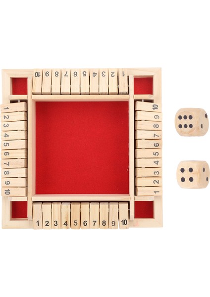 4 Taraflı Kutuyu Kapat Zar Oyunu Ahşap Tahta Masa Zar Oyunları Sayı Matematik Öğrenme Oyuncağı Yetişkinler Çocuklar Kırmızı Flanel (Yurt Dışından)
