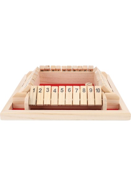 4 Taraflı Kutuyu Kapat Zar Oyunu Ahşap Tahta Masa Zar Oyunları Sayı Matematik Öğrenme Oyuncağı Yetişkinler Çocuklar Kırmızı Flanel (Yurt Dışından)