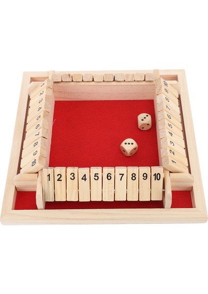 4 Taraflı Kutuyu Kapat Zar Oyunu Ahşap Tahta Masa Zar Oyunları Sayı Matematik Öğrenme Oyuncağı Yetişkinler Çocuklar Kırmızı Flanel (Yurt Dışından)