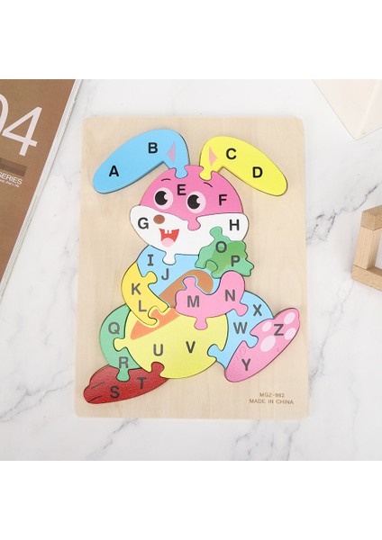 26 Harf Hayvan Bulmaca Oyuncak Karikatür Çocuk Eğitici Yapboz Oyuncak tavşan