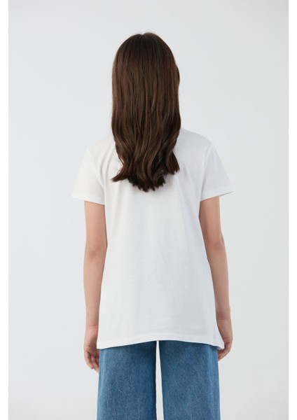 %100 Pamuk Kalp Baskılı Kız Çocuk Tişört fiyatları