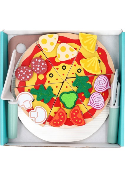 Pizza Kesme Oyun Seti Ahşap Pizza Kesme Oyun Seti Rol Yapma Oyunu Yemek Seti Çocuklar Için Eğitici Mutfak Oyun Seti (Yurt Dışından)