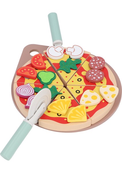Pizza Kesme Oyun Seti Ahşap Pizza Kesme Oyun Seti Rol Yapma Oyunu Yemek Seti Çocuklar Için Eğitici Mutfak Oyun Seti (Yurt Dışından)