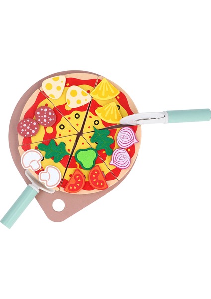 Pizza Kesme Oyun Seti Ahşap Pizza Kesme Oyun Seti Rol Yapma Oyunu Yemek Seti Çocuklar Için Eğitici Mutfak Oyun Seti (Yurt Dışından)