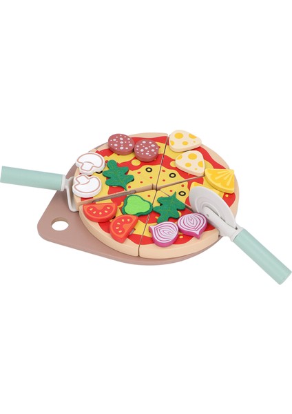 Pizza Kesme Oyun Seti Ahşap Pizza Kesme Oyun Seti Rol Yapma Oyunu Yemek Seti Çocuklar Için Eğitici Mutfak Oyun Seti (Yurt Dışından)