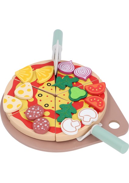 Pizza Kesme Oyun Seti Ahşap Pizza Kesme Oyun Seti Rol Yapma Oyunu Yemek Seti Çocuklar Için Eğitici Mutfak Oyun Seti (Yurt Dışından)