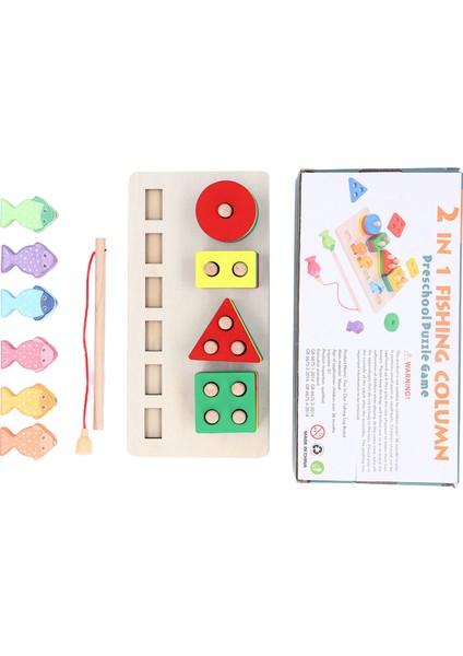 Ahşap Balıkçılık Oyunu Oyuncakları Bulmaca Şekil Tanıma Eşleştirme El Göz Koordinasyonu Çocuklar Için Ahşap Manyetik Balıkçılık Oyunu 11x5x22cm / 4.3x2.0x8.7in