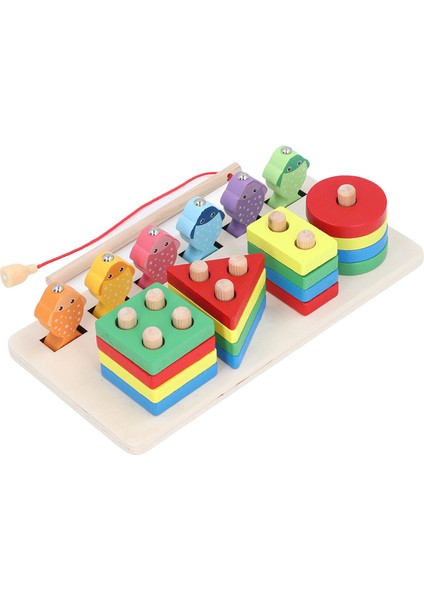 Ahşap Balıkçılık Oyunu Oyuncakları Bulmaca Şekil Tanıma Eşleştirme El Göz Koordinasyonu Çocuklar Için Ahşap Manyetik Balıkçılık Oyunu 11x5x22cm / 4.3x2.0x8.7in