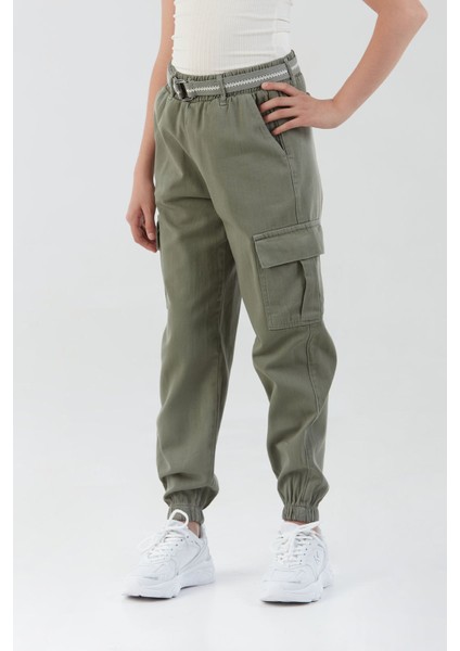 Kemerli Kargo Cepli Jogger Kız Çocuk Pantolon