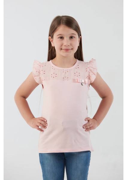 Nakışlı F Harf Armalı Kız Çocuk Bluz