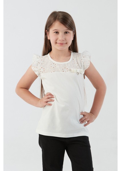 Nakışlı F Harf Armalı Kız Çocuk Bluz