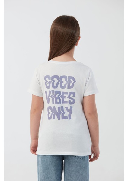 Good Vibes Only Yazı Baskılı Kız Çocuk Tişört modelleri