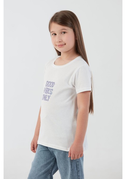 Good Vibes Only Yazı Baskılı Kız Çocuk Tişört fırsatları
