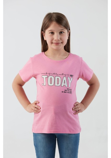 %100 Pamuk Today Baskılı Kız Çocuk Tişört