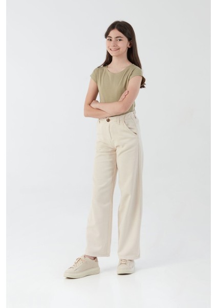 %100 Pamuk Beli Lastikli Kız Çocuk Pantolon fırsatları