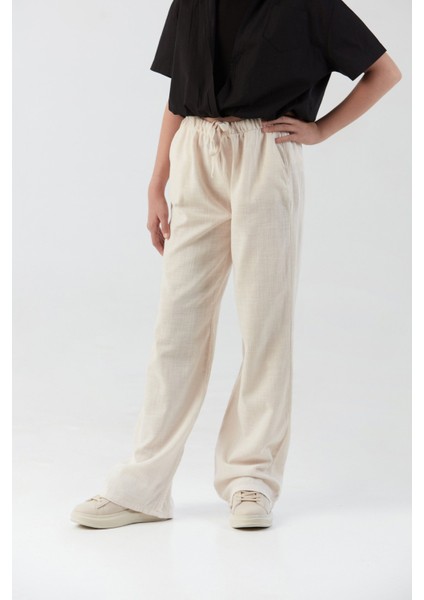 %100 Pamuk Beli Bağlamalı Kız Çocuk Palazzo Pantolon fırsatları