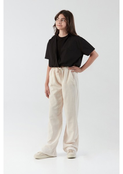 %100 Pamuk Beli Bağlamalı Kız Çocuk Palazzo Pantolon indirimleri