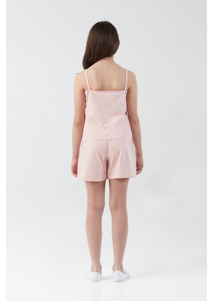 Kalp Baskılı Askılı Kız Çocuk Pijama Takımı