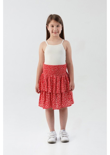 Çiçek Desenli Fırfırlı Kız Çocuk Etek fiyatları