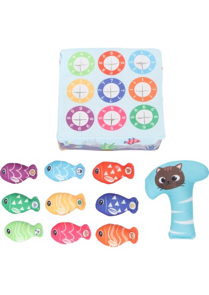 Çocuklar Peluş Balıkçılık Oyuncağı Pamuk Dolgusu Koordinasyonu Geliştirin Sayılar Eşleşen Balıkçılık Oyunu 9 Balık (Yurt Dışından)