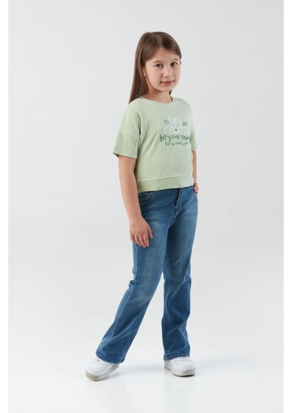Fitilli Yazı Baskılı Likralı Kız Çocuk Tişört fiyatları