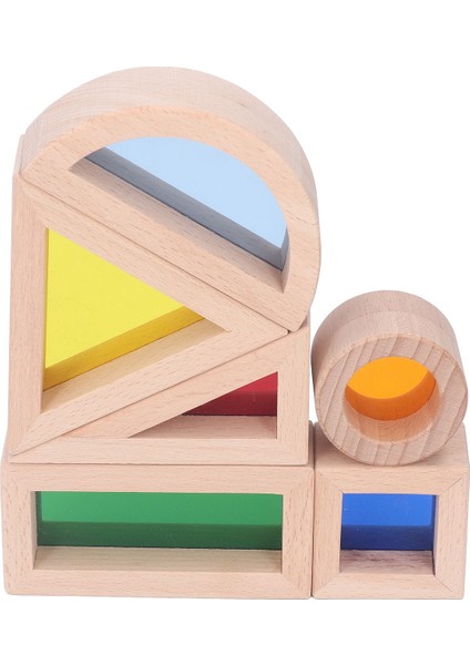 Bebek Ahşap Yapı Blokları Eğitici Şeffaf Geometri Duyusal Istifleme Blokları Ev Için Inşaat Oyuncağı
