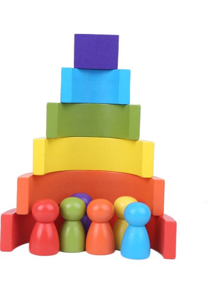 Yapı Taşları Oyuncak Seti Ahşap Kemer Istifleyici Bebek Yaratıcılığı Bebek Eğitici Oyuncaklar (Bloklar Küçük Ahşap Adamlar) (Yurt Dışından)