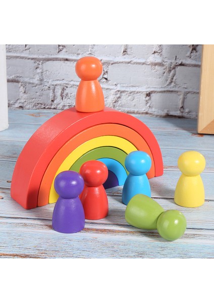 Yapı Taşları Oyuncak Seti Ahşap Kemer Istifleyici Bebek Yaratıcılığı Bebek Eğitici Oyuncaklar (Bloklar Küçük Ahşap Adamlar) (Yurt Dışından)