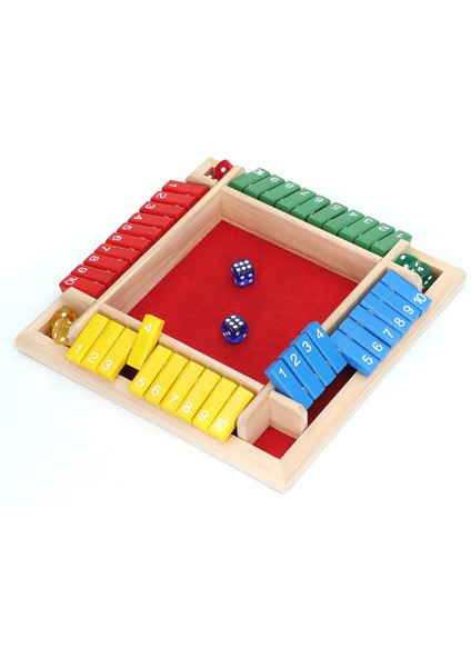 Ahşap Zar Tahtası Oyunu Ev Pub Tatil Partisi 4 Oyuncu Aile Masası Matematik Oyunları Yetişkinler Çocuklar Için Kırmızı Alt (Yurt Dışından)