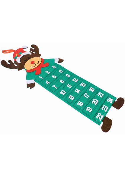 Keçe Noel Advent Takvimi 24 Gün Cepler Yıkanabilir Duvara Asılabilir Geri Sayım Takvimi Dekorasyon Elk (Yurt Dışından)